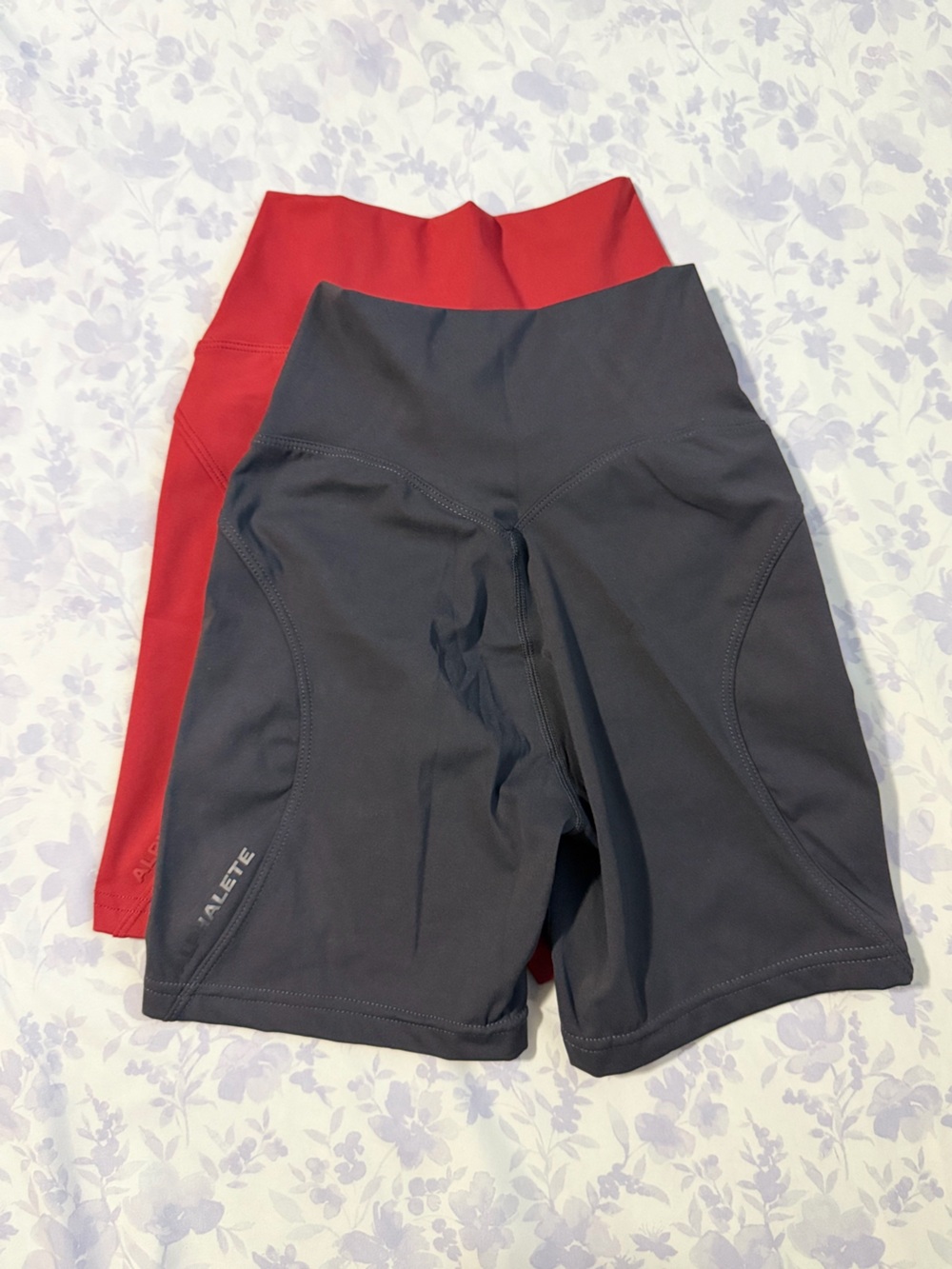 Alphalete Biker Shorts set- dark grey & red- orange